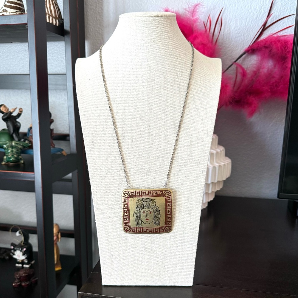 Vintage Brass Goddess Necklace - Picture 2 of 6